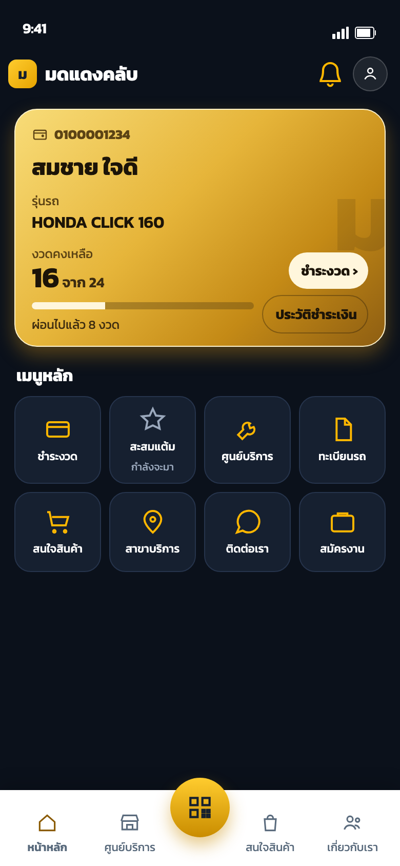 หน้าแรกและการ์ดสินเชื่อ